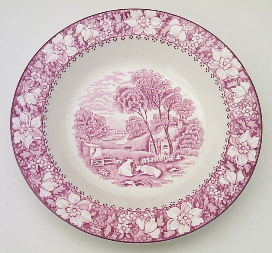 Colonial Pink (Light Weight) Rim Soup Bowl by Wood & Sons-1
