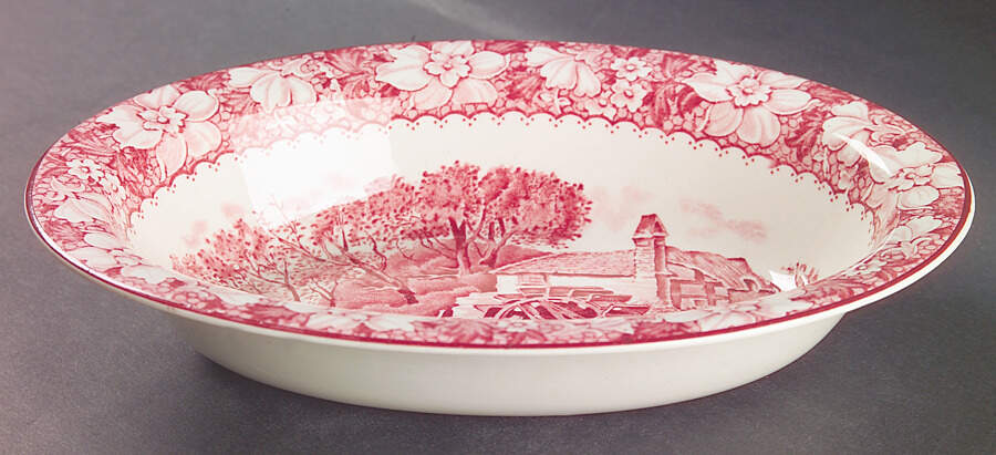 Colonial Pink (Light Weight) 9" Oval Vegetable Bowl by Wood & Sons-1