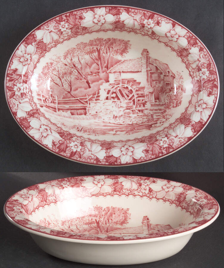 Colonial Pink (Light Weight) 8" Oval Vegetable Bowl by Wood & Sons-1