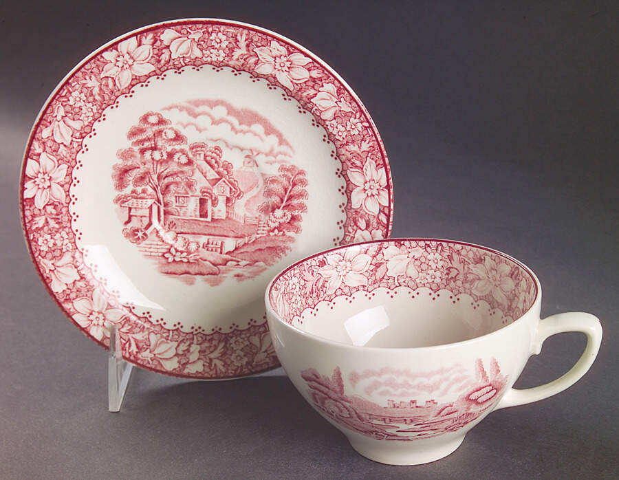 Colonial Pink (Light Weight) Oversized Cup & Saucer Set by Wood & Sons-1