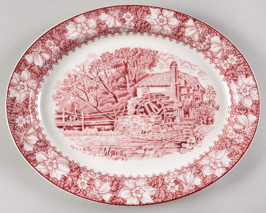 Colonial Pink (Light Weight) 11" Oval Serving Platter by Wood & Sons-1
