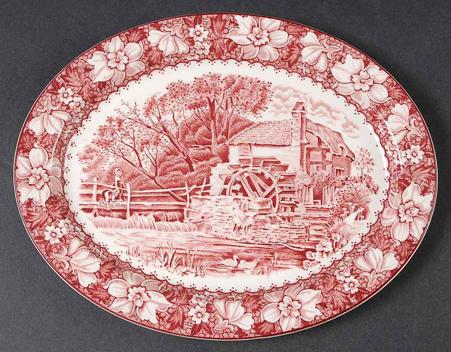 Colonial Pink (Light Weight) 10" Oval Serving Platter by Wood & Sons-1