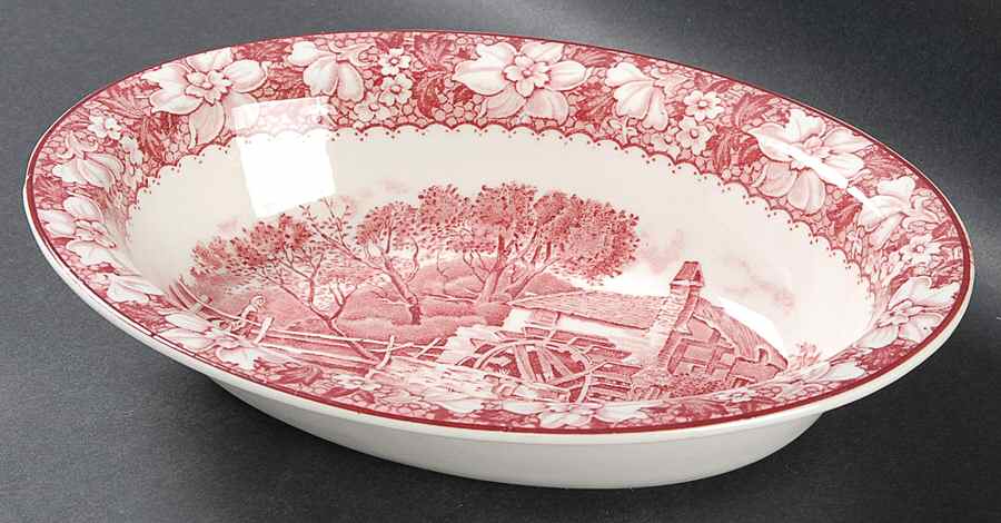 Colonial Pink (Light Weight) 10" Oval Vegetable Bowl by Wood & Sons-1