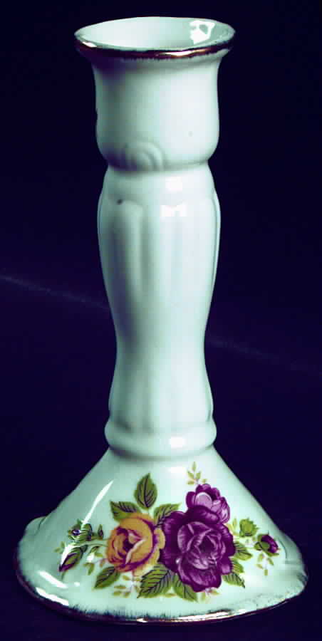Cottage Rose Tall Candlestick by Wood & Sons-1
