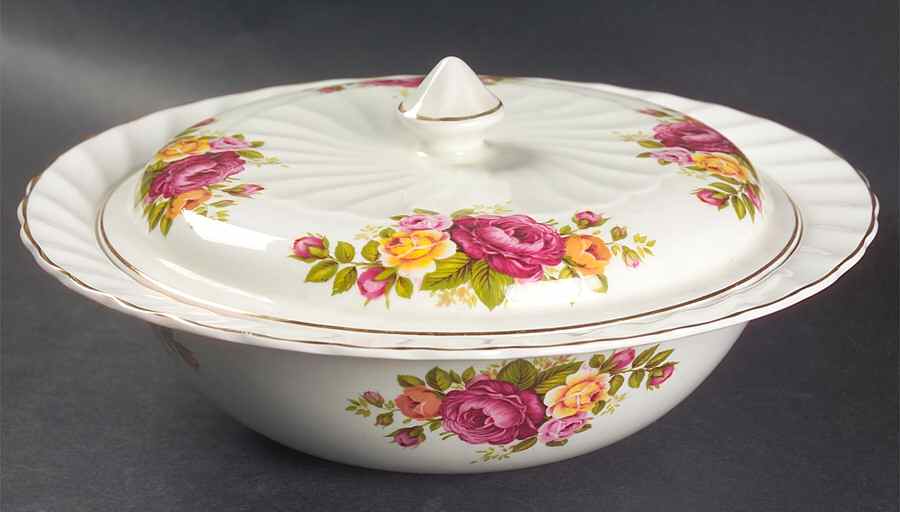 Cottage Rose Round Covered Vegetable by Wood & Sons-1