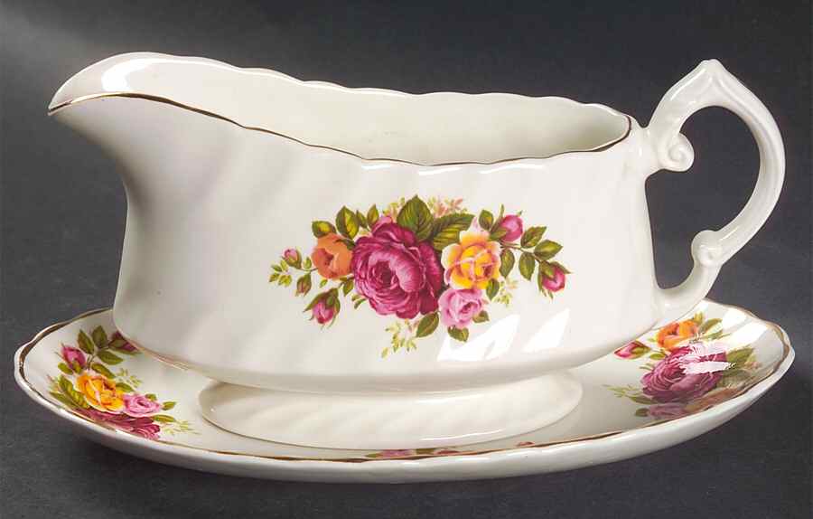 Cottage Rose Gravy Boat & Underplate by Wood & Sons-1
