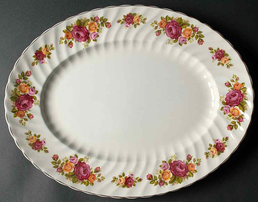 Cottage Rose 15" Oval Serving Platter by Wood & Sons-1