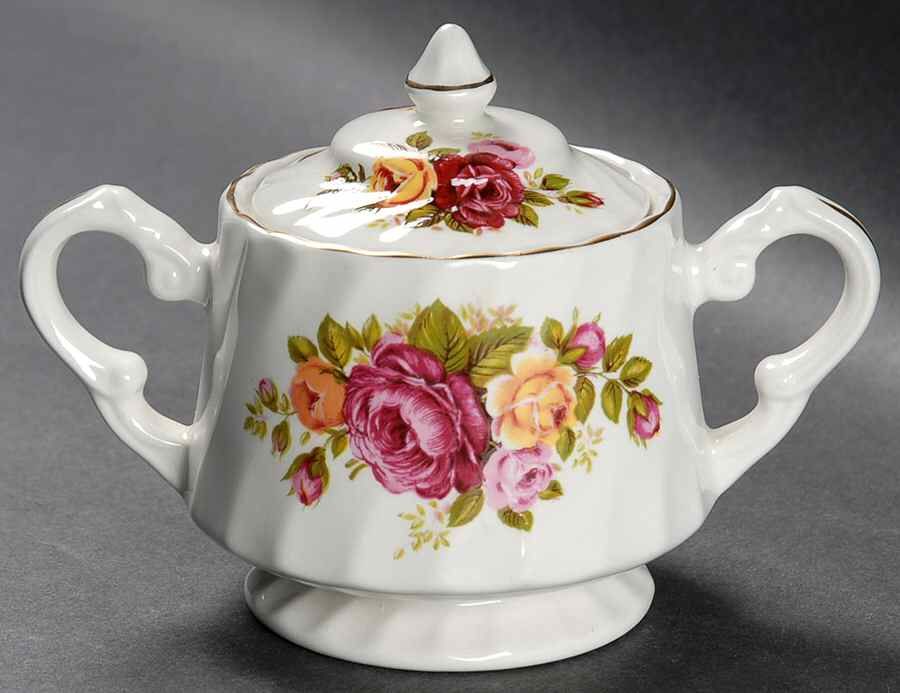 Cottage Rose Sugar Bowl & Lid by Wood & Sons-1