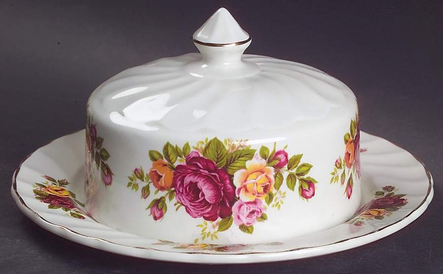 Cottage Rose Round Covered Butter by Wood & Sons-1