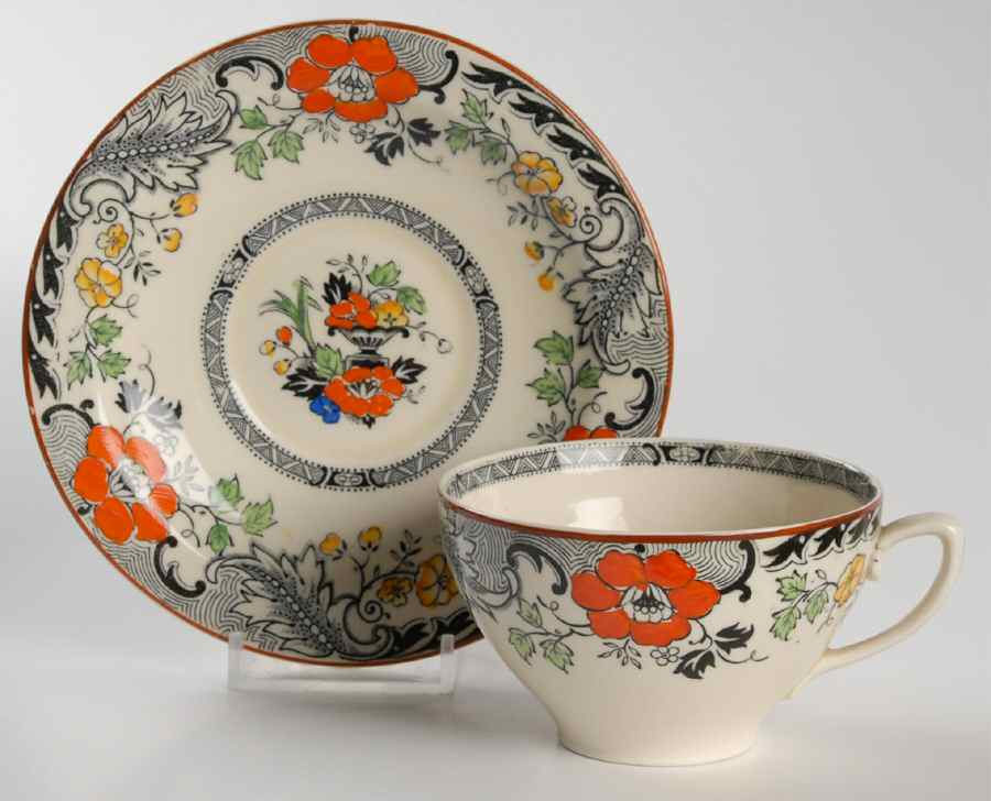 Danbury Multicolor Flat Cup & Saucer Set by Wood & Sons-1