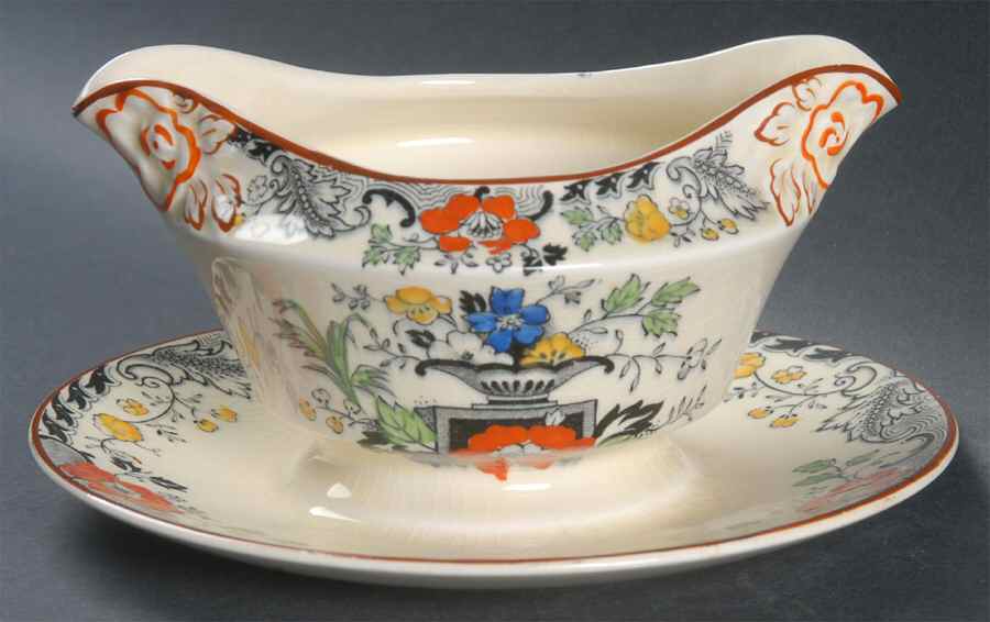 Danbury Multicolor Gravy Boat with Attached Underplate by Wood & Sons-1
