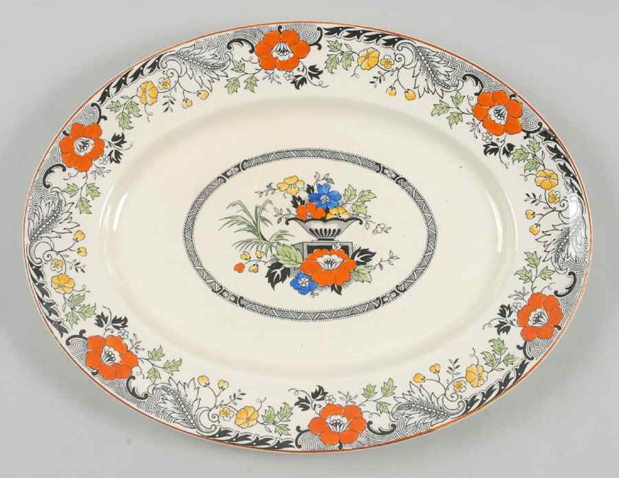 Danbury Multicolor 14" Oval Serving Platter by Wood & Sons-1