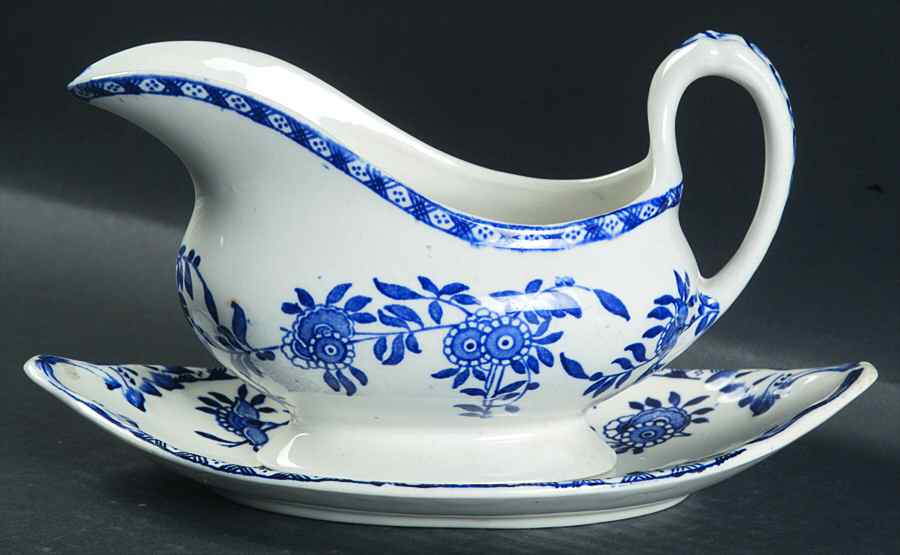 Delph Gravy Boat & Underplate by Wood & Sons-1