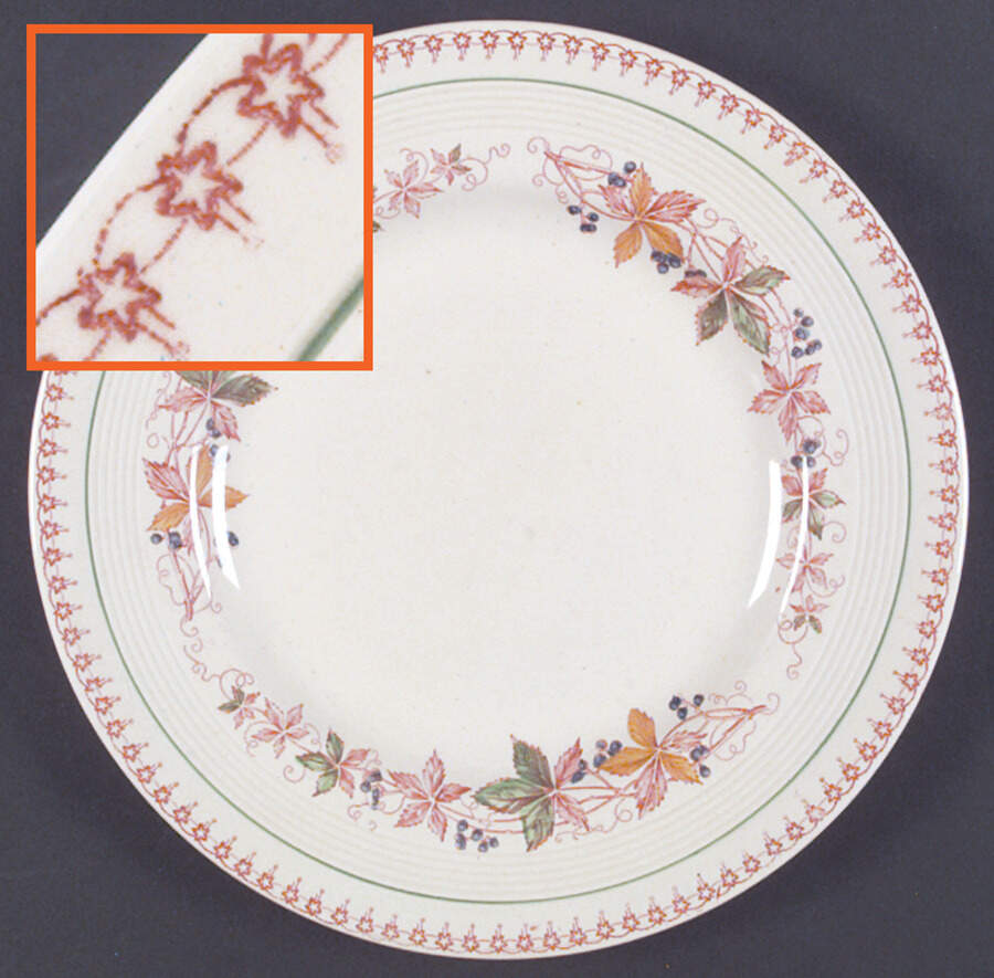 Doris (Red Border, Ridged Rim) Dinner Plate by Wood & Sons-1