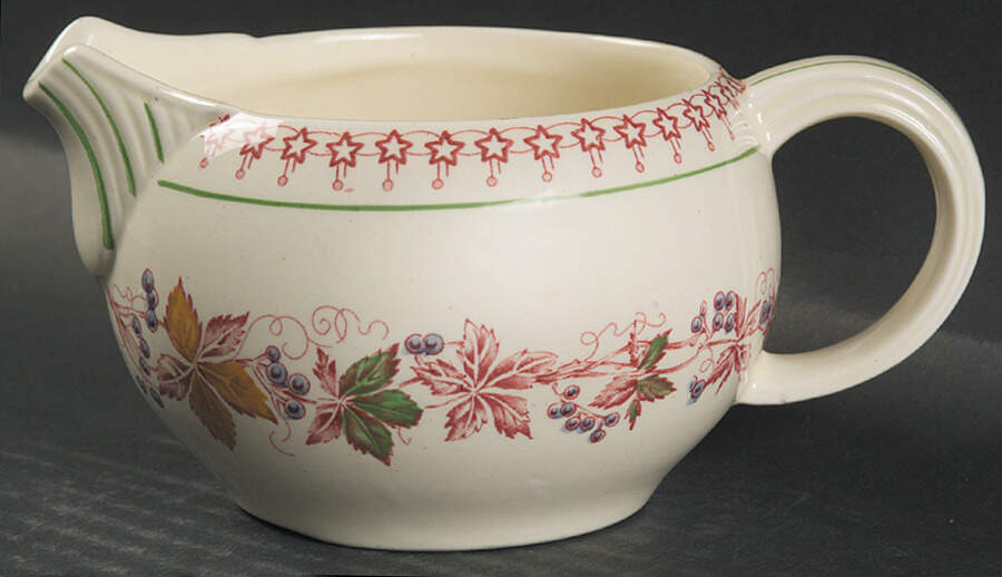 Doris (Red Border, Ridged Rim) Creamer by Wood & Sons-1