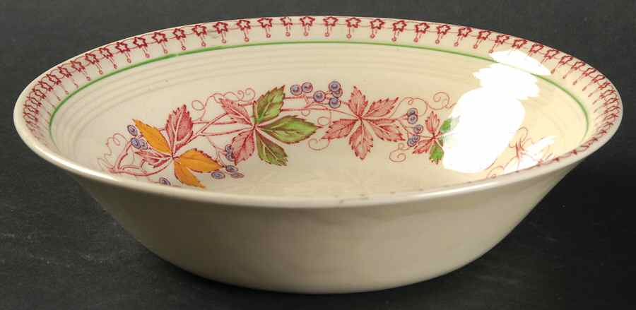 Doris (Red Border, Ridged Rim) Coupe Cereal Bowl by Wood & Sons-1