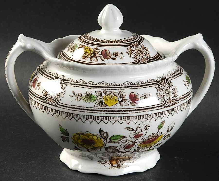 Dorset Brown Multicolor (Smooth) Sugar Bowl & Lid by Wood & Sons-1