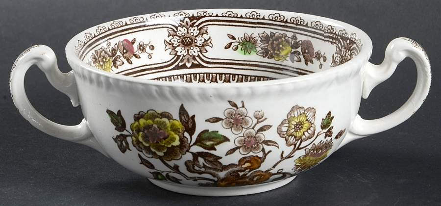 Dorset Brown Multicolor (Smooth) Flat Cream Soup Bowl by Wood & Sons-1