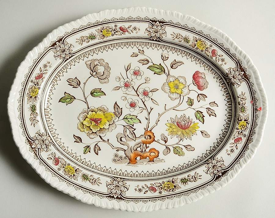 Dorset Brown Multicolor (Smooth) 12" Oval Serving Platter by Wood & Sons-1