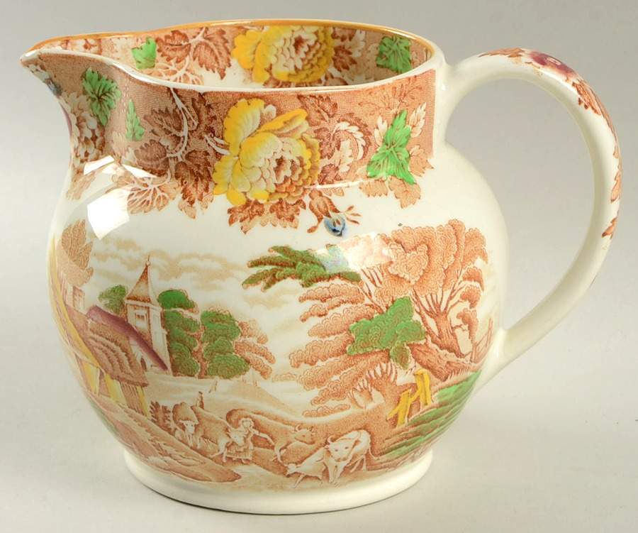 English Scenery Light Brown Multicolor 36 Oz Pitcher by Wood & Sons-1