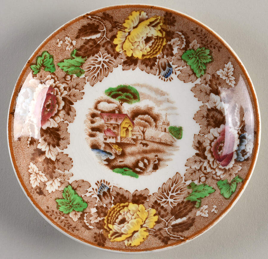 English Scenery Light Brown Multicolor Saucer by Wood & Sons-1