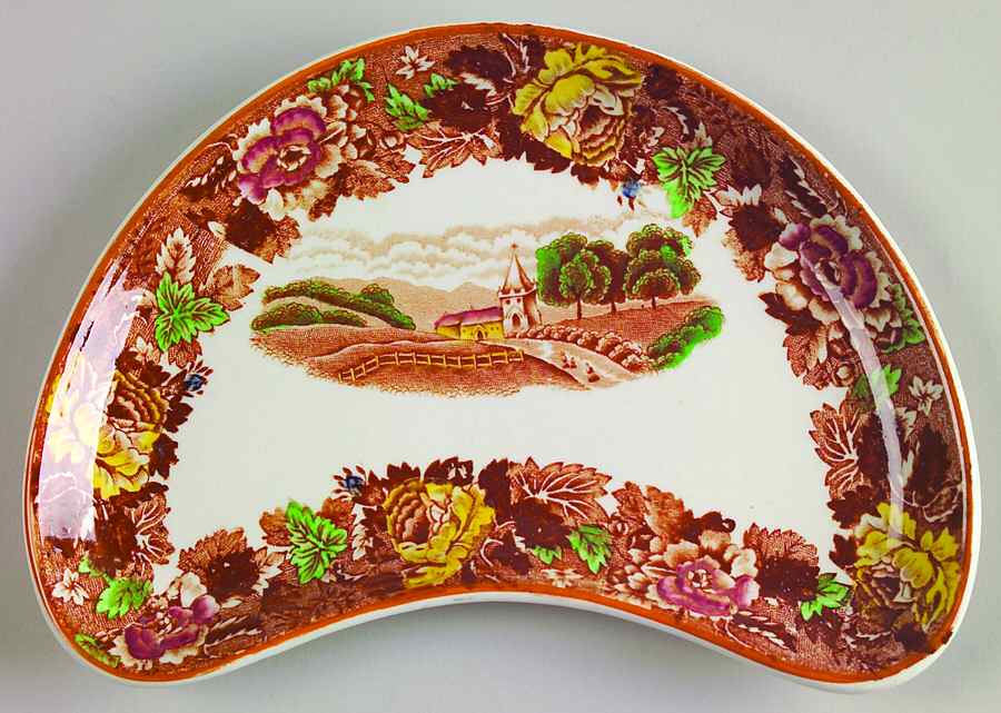 English Scenery Light Brown Multicolor Crescent Salad Plate by Wood & Sons-1