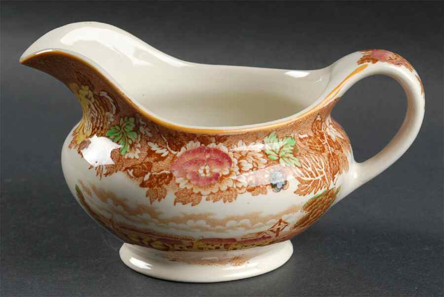 English Scenery Light Brown Multicolor Gravy Boat by Wood & Sons-1