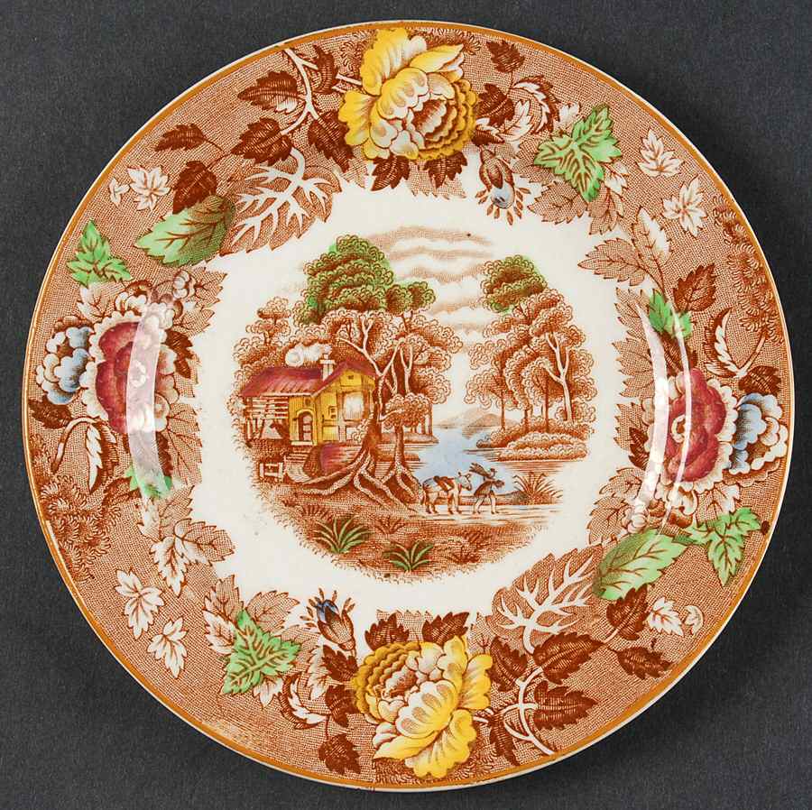 English Scenery Light Brown Multicolor Bread & Butter Plate by Wood & Sons-1