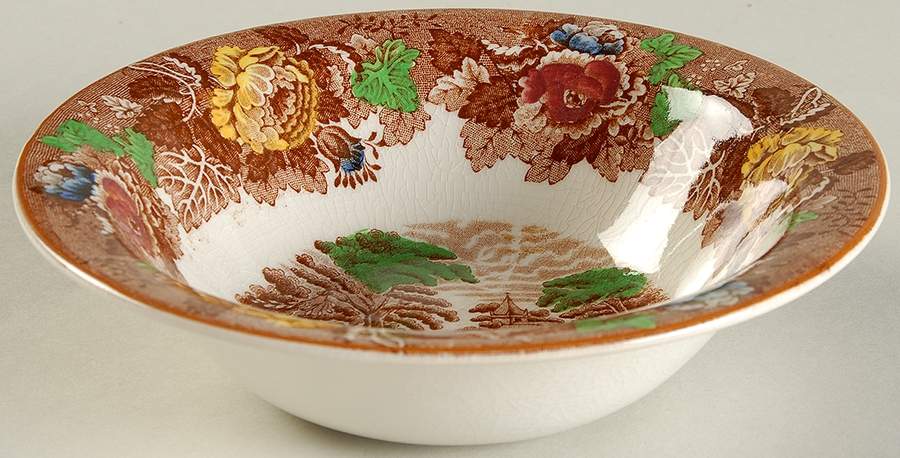 English Scenery Light Brown Multicolor Rim Cereal Bowl by Wood & Sons-1