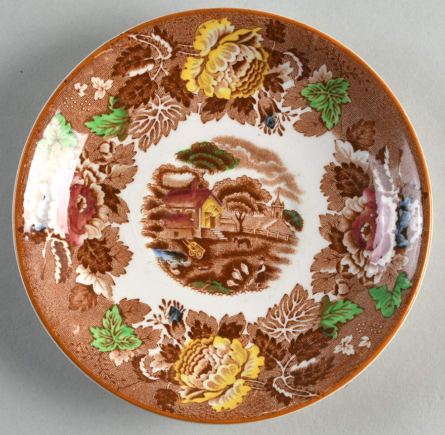 English Scenery Dark Brown Multicolor Saucer by Wood & Sons-1