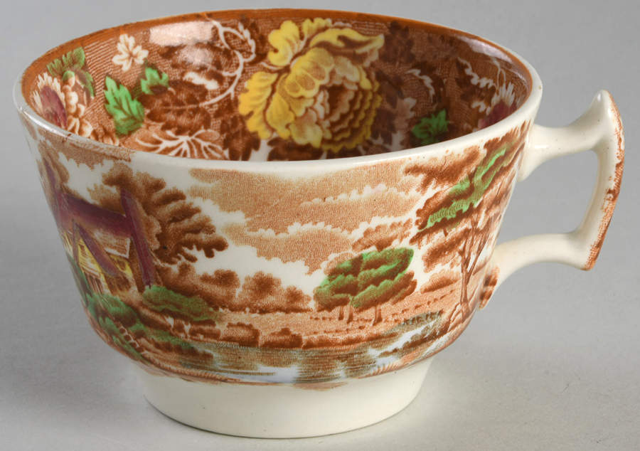 English Scenery Dark Brown Multicolor Flat Cup by Wood & Sons-1
