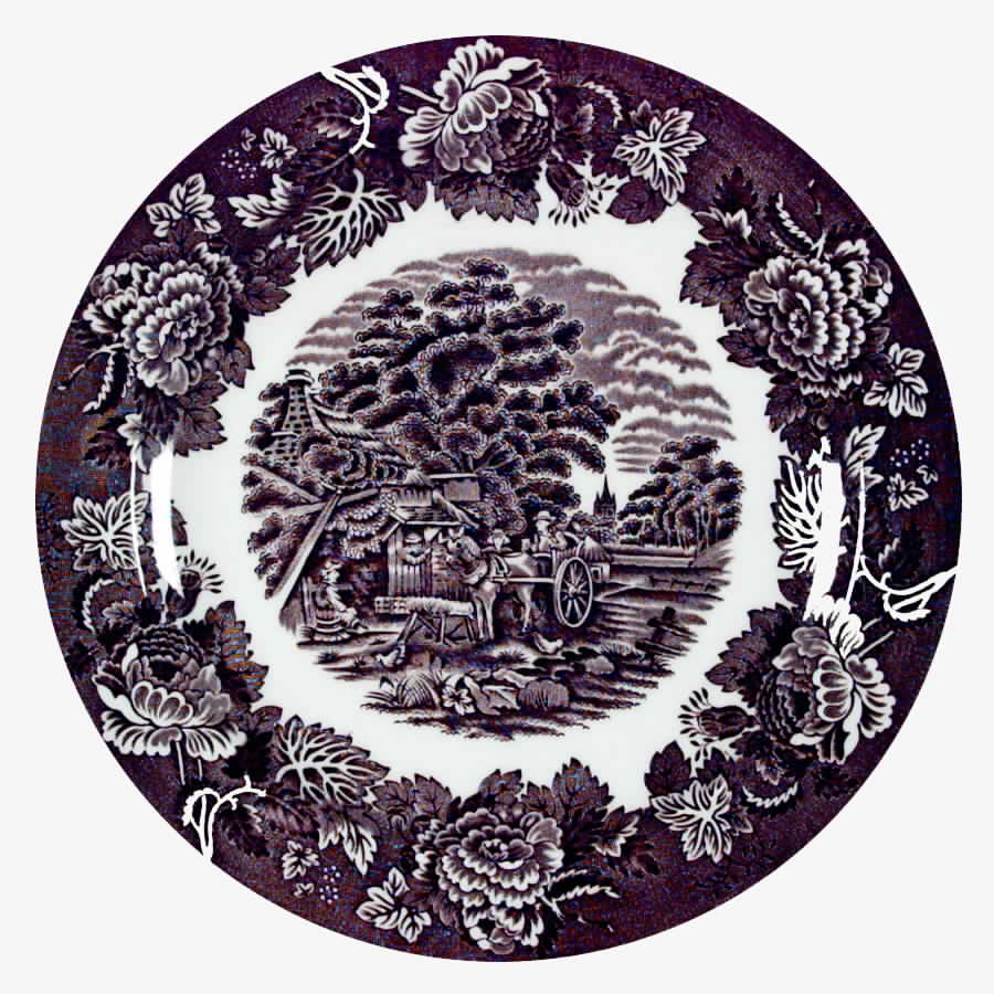 English Scenery Dark Brown Dinner Plate by Wood & Sons-1