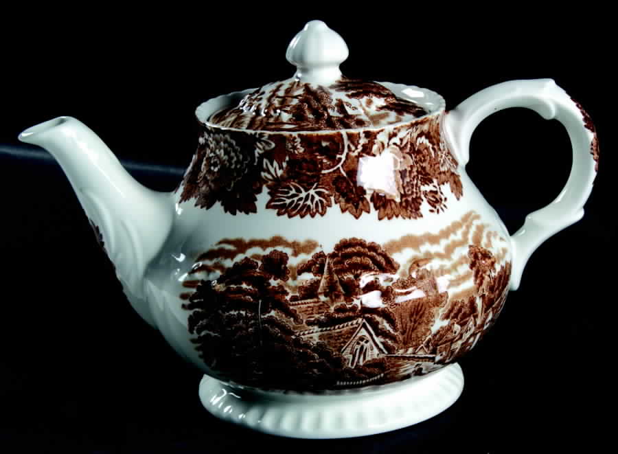 English Scenery Dark Brown Teapot & Lid by Wood & Sons-1