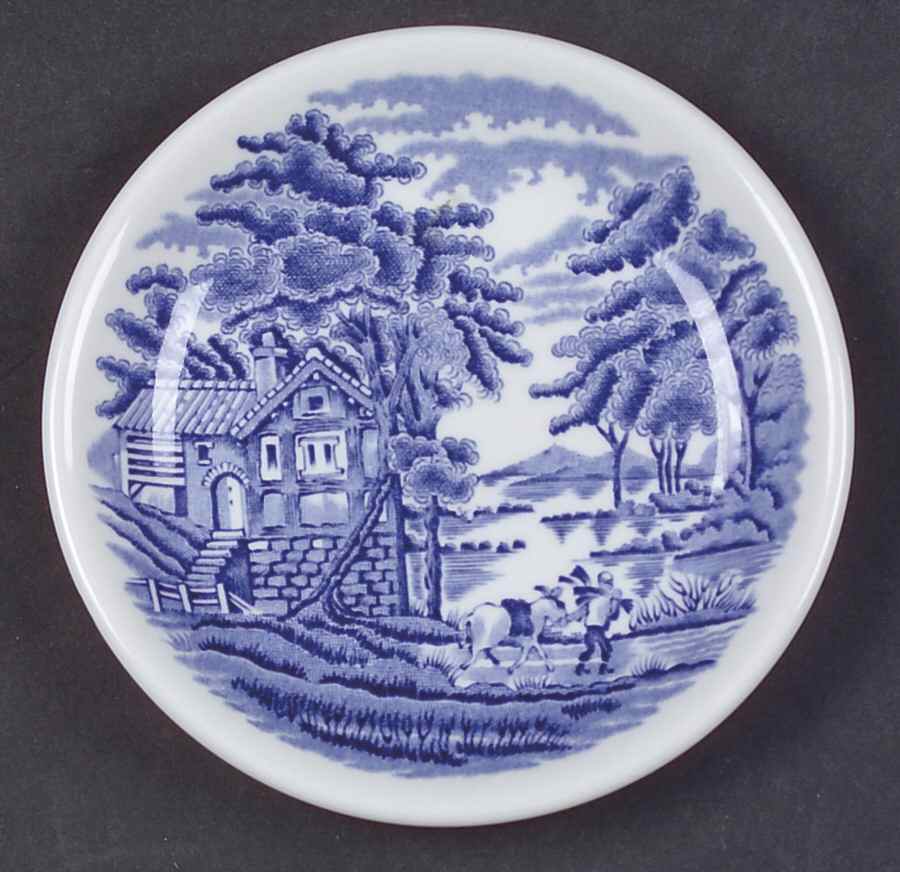 English Scenery Blue (Urn Backstamp, Swirl) Coaster by Wood & Sons-1