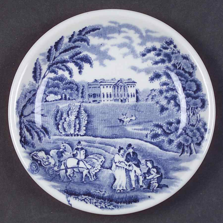 English Scenery Blue (Urn Backstamp, Swirl) Coaster by Wood & Sons-1