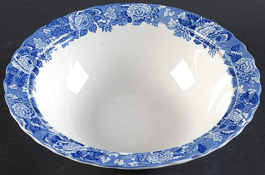 English Scenery Blue (Urn Backstamp, Swirl) 9" Round Vegetable Bowl by Wood & Sons-1