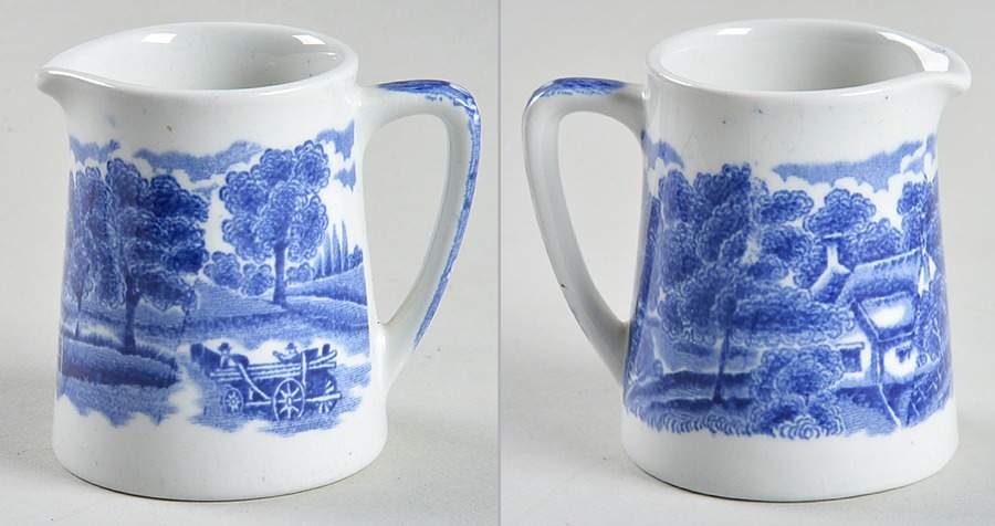 English Scenery Blue (Old Backstamp, Smooth) Mini Creamer by Wood & Sons-1