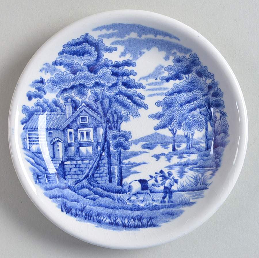 English Scenery Blue (Old Backstamp, Smooth) Coaster by Wood & Sons-1