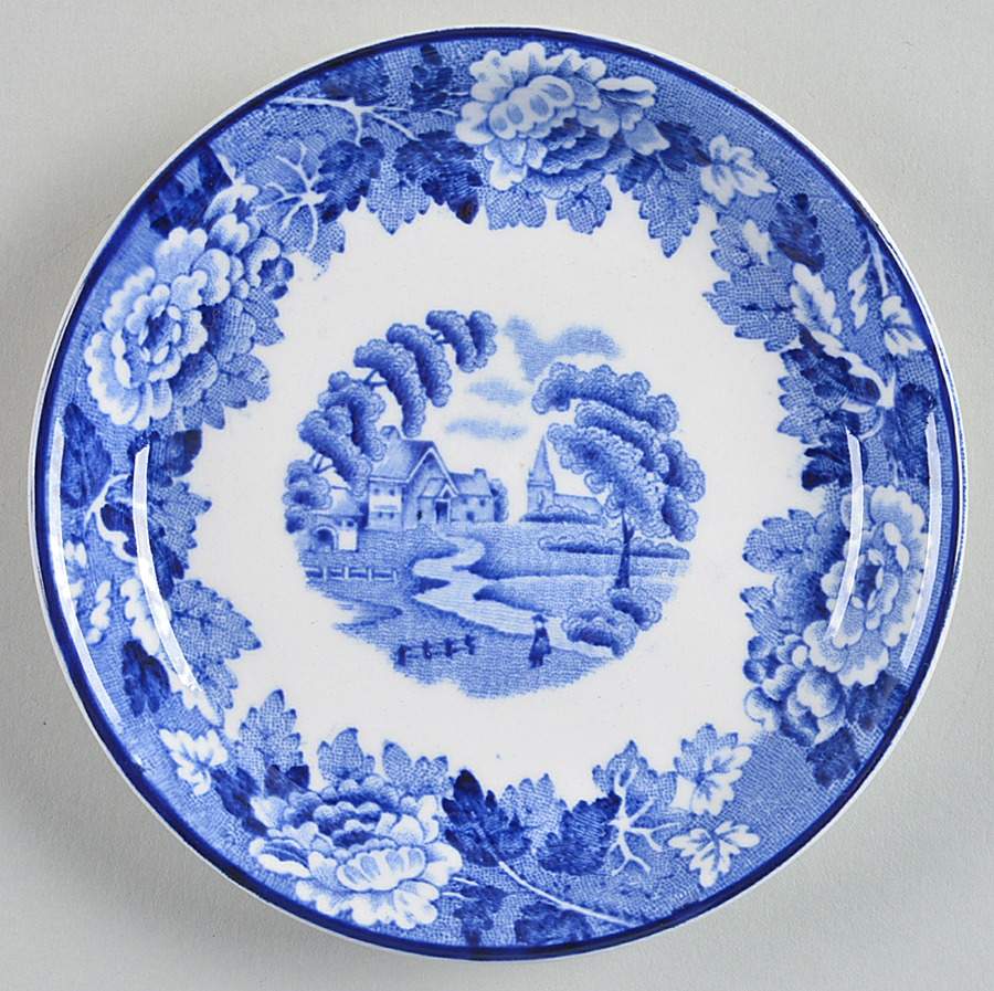 English Scenery Blue (Old Backstamp, Smooth) Coaster by Wood & Sons-1