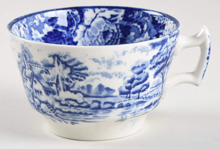 English Scenery Blue (Old Backstamp, Smooth) Flat Cup by Wood & Sons-1