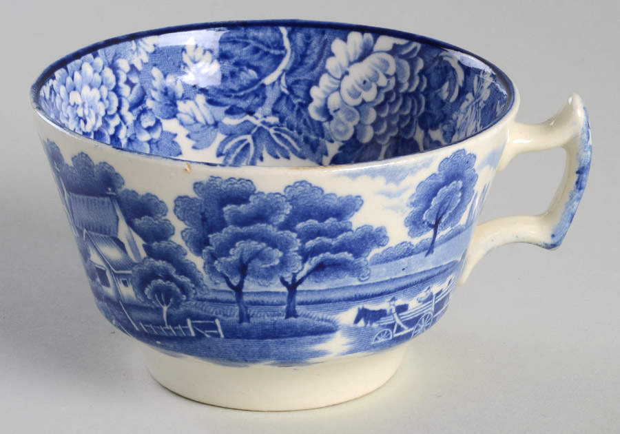 English Scenery Blue (Old Backstamp, Smooth) Flat Cup by Wood & Sons-1