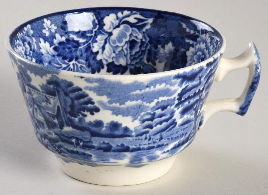 English Scenery Blue (Old Backstamp, Smooth) Flat Cup by Wood & Sons-1