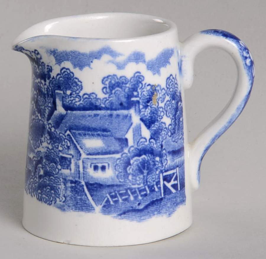 English Scenery Blue (Old Backstamp, Smooth) Individual Creamer by Wood & Sons-1