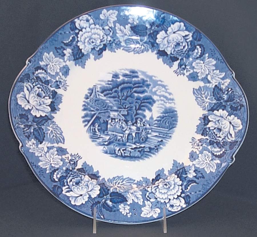 English Scenery Blue (Old Backstamp, Smooth) Underplate for Tureen by Wood & Sons-1