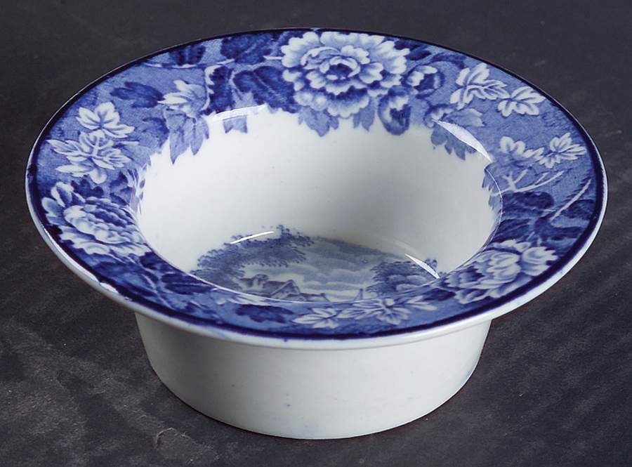 English Scenery Blue (Old Backstamp, Smooth) Ramekin by Wood & Sons-1