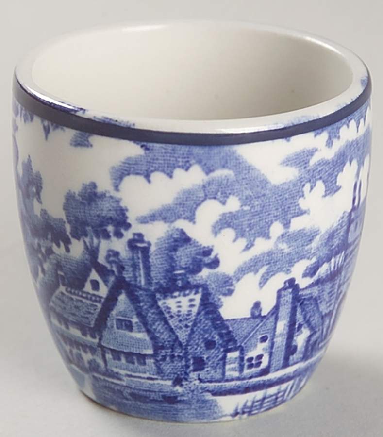 English Scenery Blue (Old Backstamp, Smooth) Single Egg Cup by Wood & Sons-1