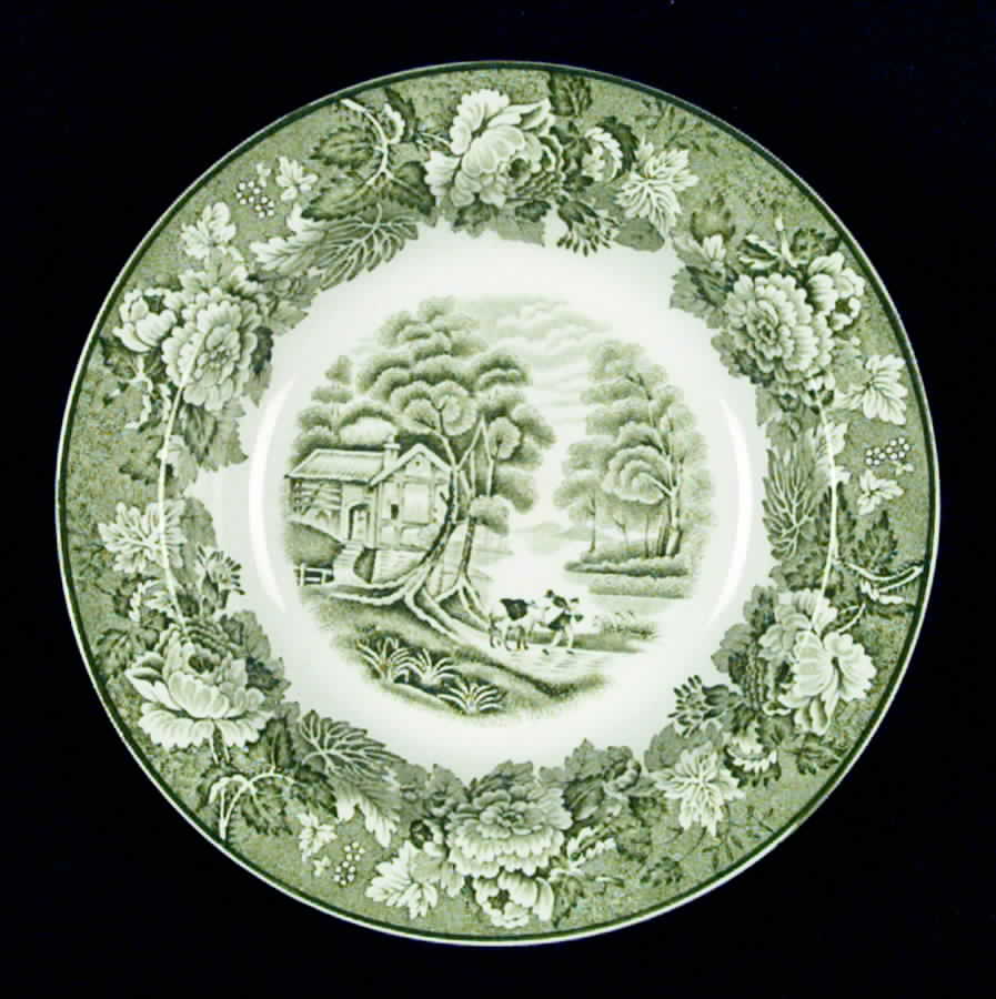 English Scenery Green (Smooth) Salad Plate by Wood & Sons-1