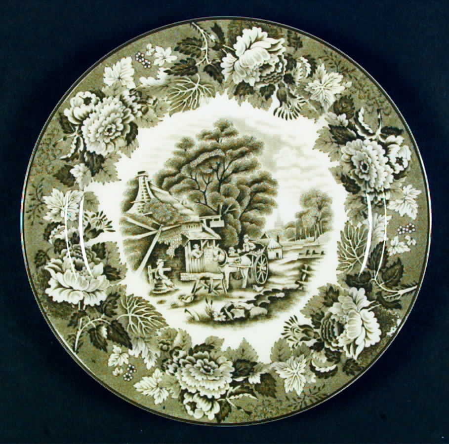 English Scenery Green (Smooth) Dinner Plate by Wood & Sons-1