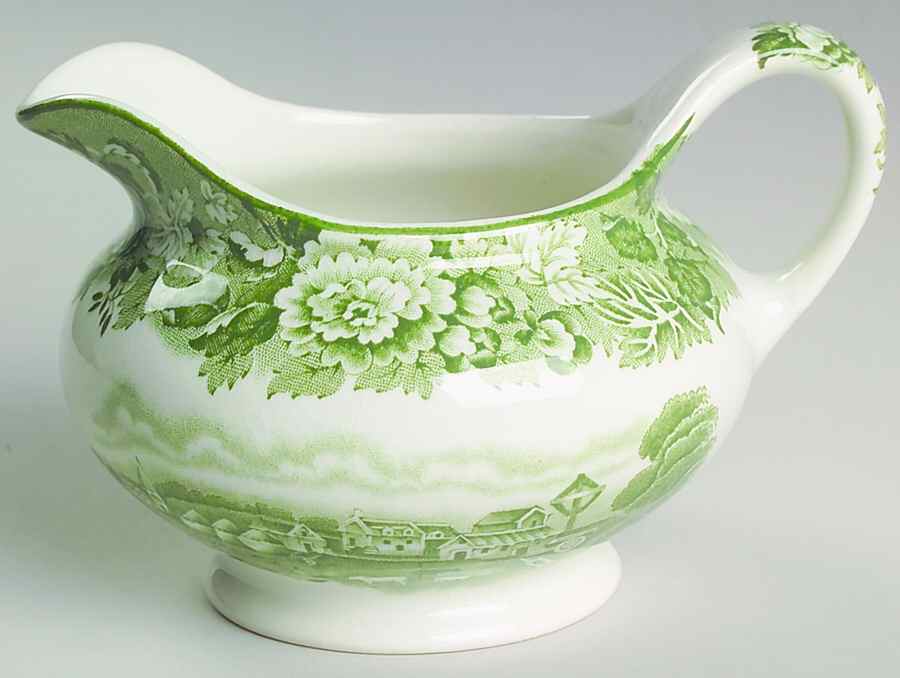 English Scenery Green (Smooth) Creamer by Wood & Sons-1