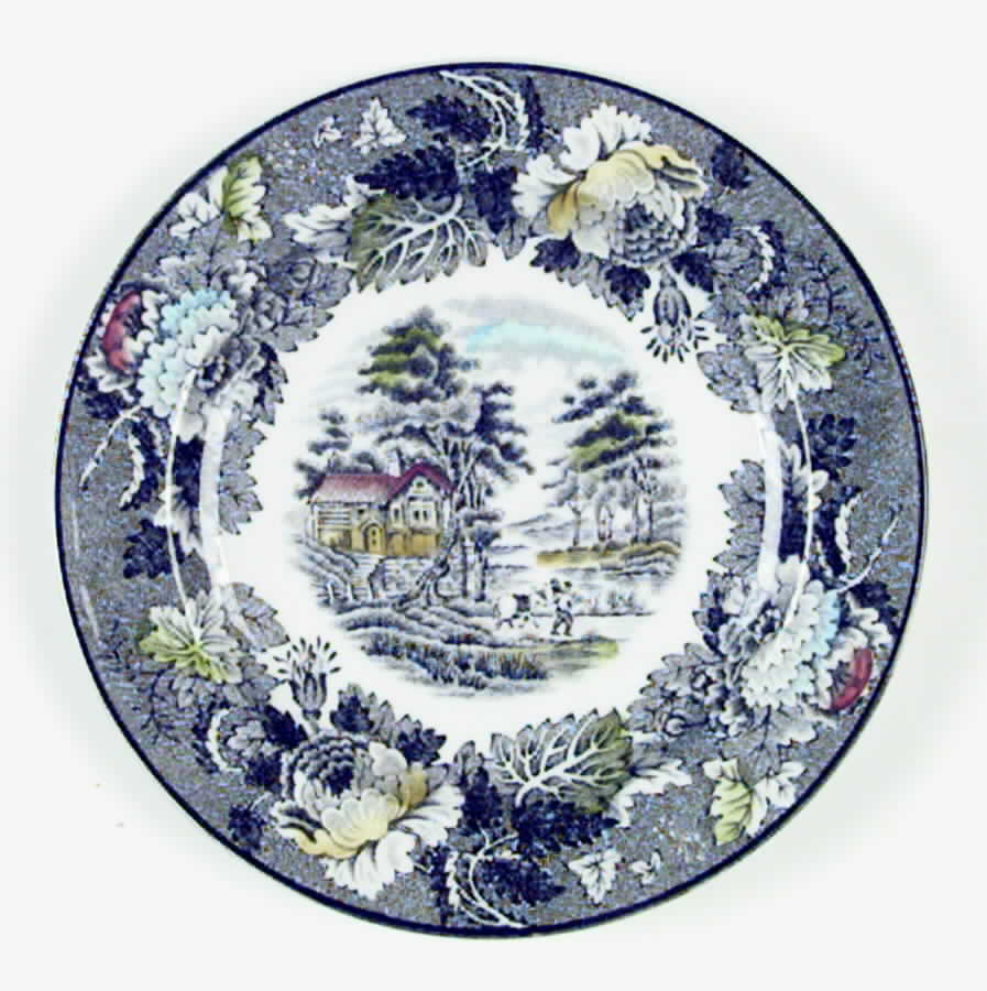 English Scenery Gray Multicolor Bread & Butter Plate by Wood & Sons-1